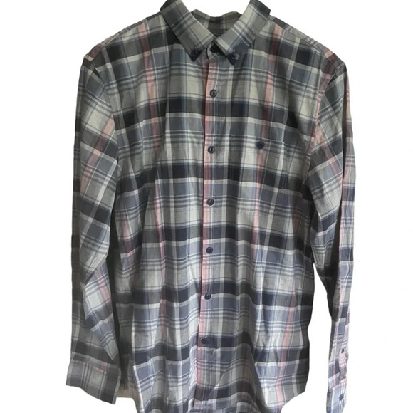 Vineyard Vines Mens Size Medium Blue Plaid Button Up Shirt Slim Longshore Shirt - Picture 1 of 6